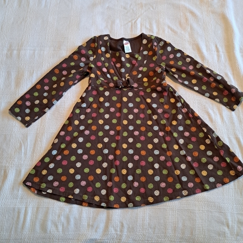 Gymboree girls size 5 Lots of Dots line dress, long sleeves